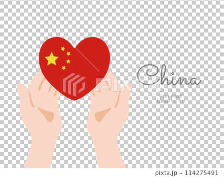 [中国]手と国旗のアイコン ベクターイラスト 114275491