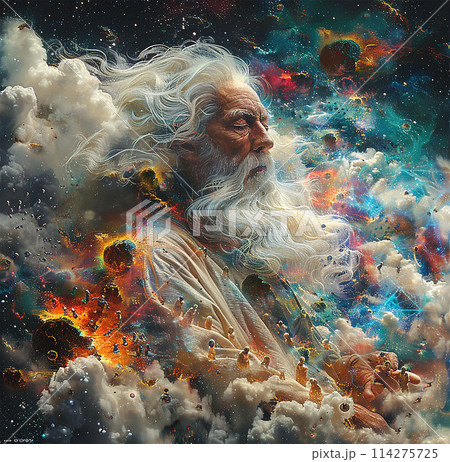 A psychedelic digital painting of the universe as one  meditation A psychedelic digital painting of the universe as one  meditation 114275725