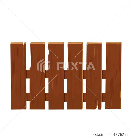 Wood cartoon fence textured, detailed isolated on white background. Rustic construction from planks, rural old barrier. Wood cartoon fence textured, detailed isolated on white background. Rustic construction from planks, rural old barrier. 114276252