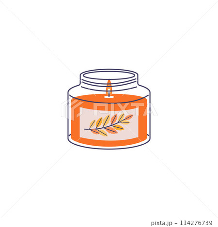 Autumn leaf candle jar vector illustration Autumn leaf candle jar vector illustration 114276739