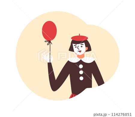 Mime with balloon vector illustration Mime with balloon vector illustration 114276851