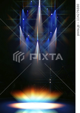 Vertical background of multi-colored stage lighting. Vertical background of multi-colored stage lighting. 114276880