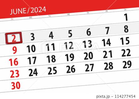 Calendar 2024, deadline, day, month, page, organizer, date, June, sunday, number 2 114277454