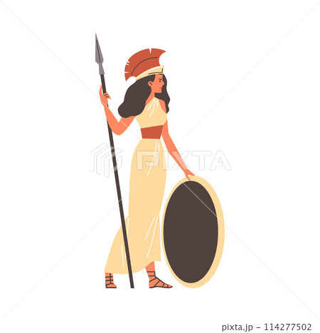 Warrior woman with spear and shield vector illustration Warrior woman with spear and shield vector illustration 114277502
