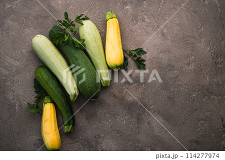 Assortment of different color of zucchini Assortment of different color of zucchini 114277974