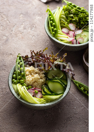 Vegan healthy green buddha bowl 114277988