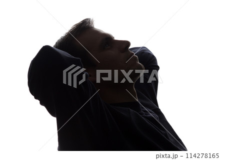 The young man thought, relax - silhouette 114278165