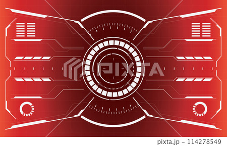 HUD sci-fi interface screen view white circular geometric design virtual futuristic technology creative display on red vector 114278549