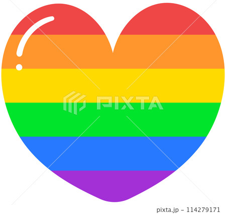 Cute and Colorful hand drawn kawaii pride month elements set rainbow heart 114279171