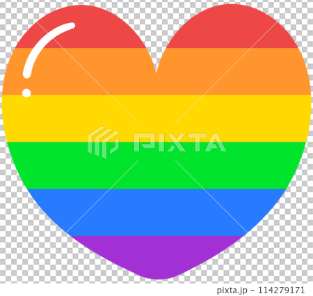 Cute and Colorful hand drawn kawaii pride month elements set rainbow heart 114279171