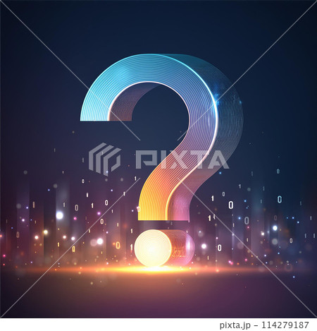 数字が飛び散るはてなマーク 114279187