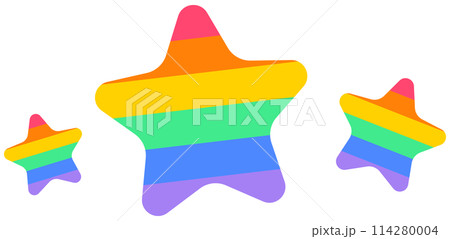 Cute and Colorful hand drawn kawaii pride month element set rainbow stars 114280004