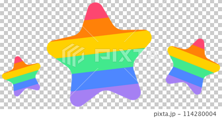 Cute and Colorful hand drawn kawaii pride month element set rainbow stars 114280004