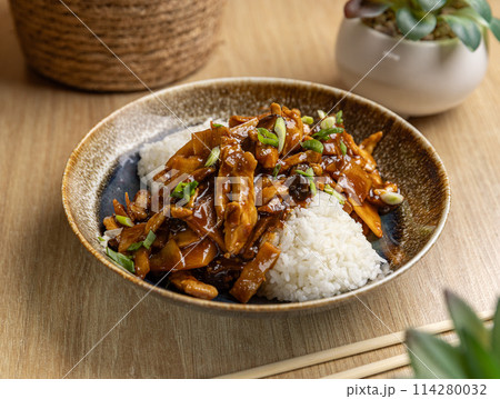 Savory teriyaki chicken 114280032