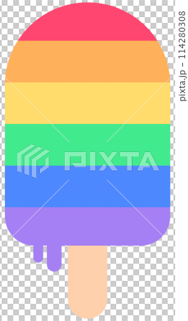 Cute and Colorful hand drawn kawaii pride month element set rainbow popsicle Cute and Colorful hand drawn kawaii pride month element set rainbow popsicle 114280308