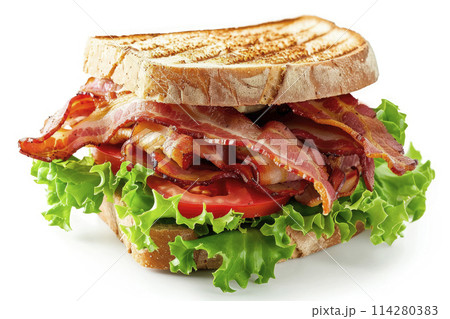 BLT sandwich with bacon,lettuce and tomato isolated on white background 114280383