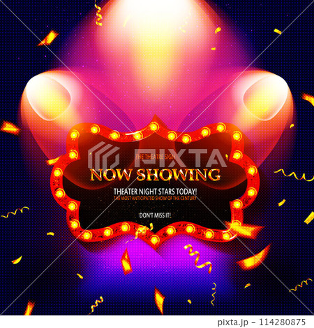 Now Showing retro classic sign board background design Now Showing retro classic sign board background design 114280875