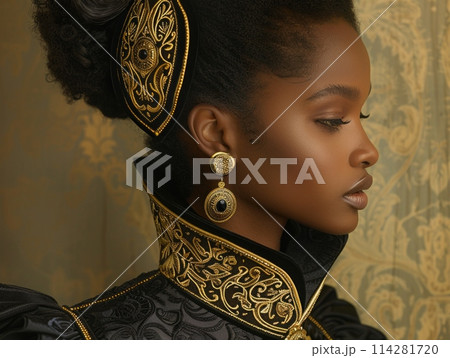 A striking woman captivates in a glamorous...のイラスト素材 [114281720] - PIXTA