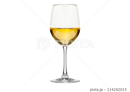 A glass with white wine isolated on white background. Rose wine splashing in glassware. 114282015