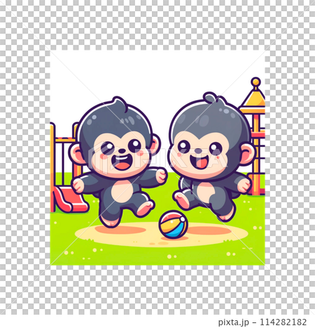 小猴子朋友在公園玩耍 114282182