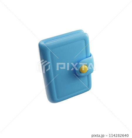 Blue 3D wallet vector icon on isolated background. 114282640