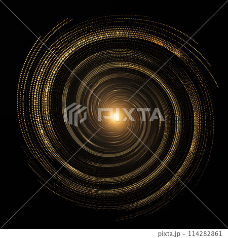 Gold glitter particle swirl circle effect 114282861
