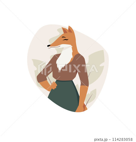 Fox character in clothes, vector flat illustration. Fox character in clothes, vector flat illustration. 114283058