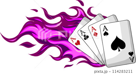 poker aces burning on white background. vector illustration 114283211