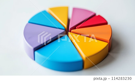 3d pie chart showcasing business distribution with a striking depth of field 114283230