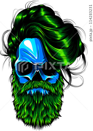 vector illustration of human skull on white background. digital hand draw design 114283231