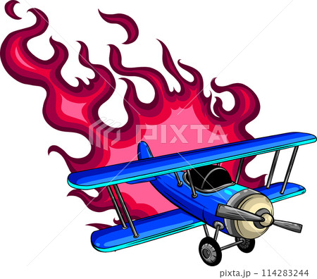 vector illustration of airplane on white background. digital hand draw 114283244