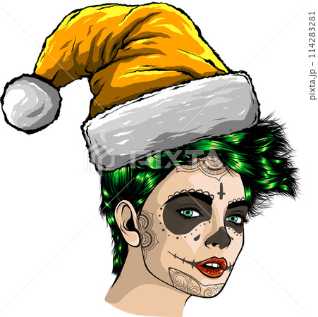 Beautiful girl wearing santa claus clothes on white background. Vector Illustration design Beautiful girl wearing santa claus clothes on white background. Vector Illustration design 114283281