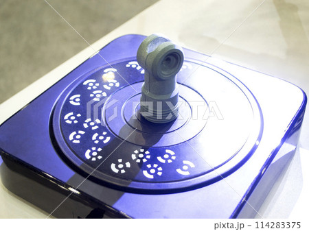 3D Scanning of object. Three-dimensional scanner with blue laser volumetric scanning surface of object for prototyping. High precision new innovation modern technology equipment. Science accuracy 3D Scanning of object. Three-dimensional scanner with blue laser volumetric scanning surface of object for prototyping. High precision new innovation modern technology equipment. Science accuracy 114283375