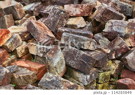 Debris pile of wall bricks 114283849