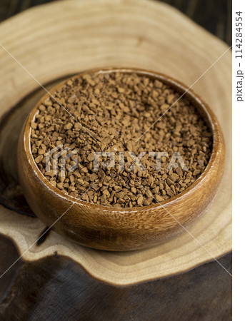 brown pieces of instant coffee for making a coffee drink brown pieces of instant coffee for making a coffee drink 114284554
