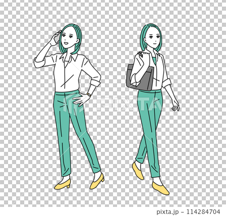 Full-body illustration of a planning business person going out 114284704