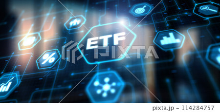 ETF Exchange traded fund Investment finance concept. Abstract background 114284757