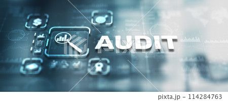 Audit business technology concept. Examination and evaluation of the financial statement of an organization 114284763