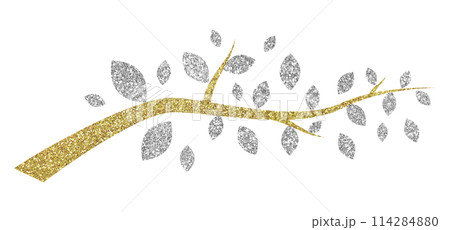 イラスト素材　木　植物　ゴールド　シルバー 114284880