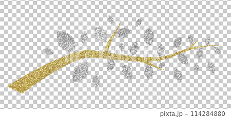 イラスト素材　木　植物　ゴールド　シルバー 114284880