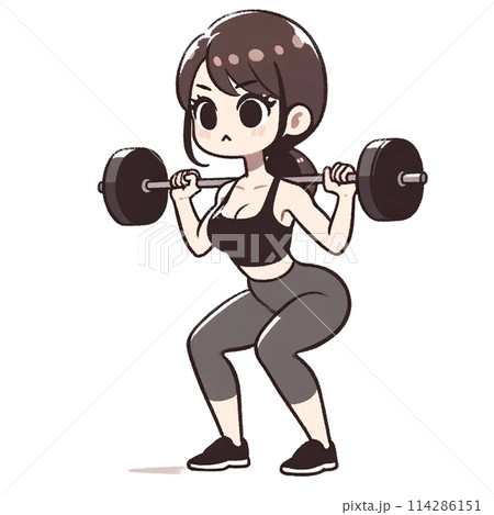 スクワットする女性 スクワットする女性 114286151