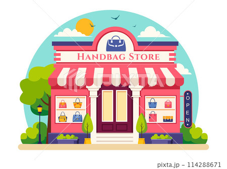 Handbag Store Vector Illustration with Collection of Various Quality Bags and Different Types of Lifestyle in Flat Cartoon Background Design 114288671