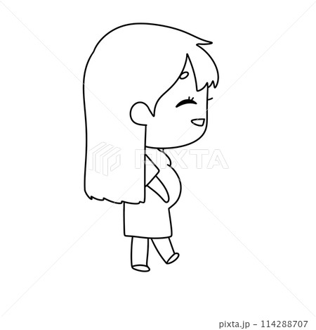 A cartoon girl is walking with a baby bump 114288707