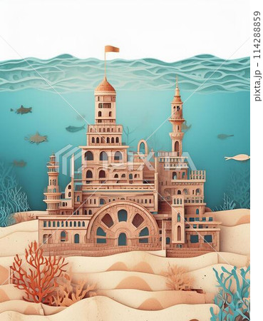 海の世界に作られた美しい建物たち 114288859