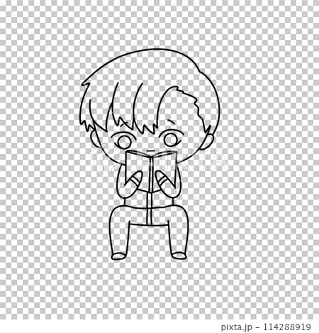 A boy is reading a book A boy is reading a book 114288919