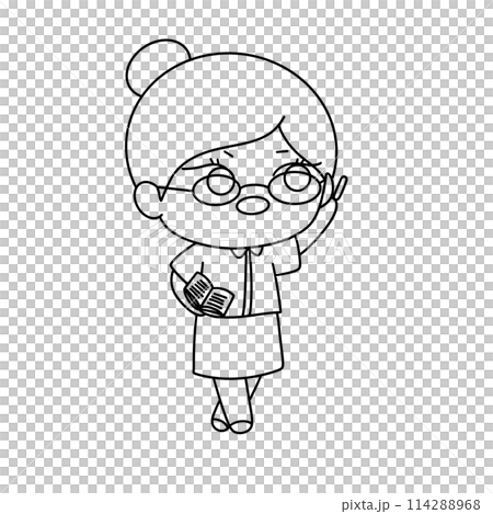 A woman in glasses is holding a book 114288968