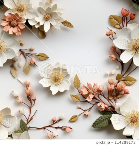 Floral Pattern with colourful big peony flowers, classic baroque peony flowers with petals, leaves and buds, seamless Floral Pattern with colourful big peony flowers, classic baroque peony flowers with petals, leaves and buds, seamless 114289175