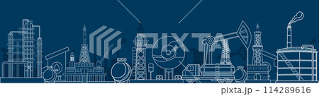 Gas and oil industry extraction platform Banner with Refinery factory oil storage tank, petrochemical industrial and Oil storage tank. Vector Illustration EPS10 114289616