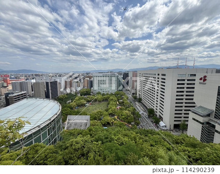 福岡市中央区「アクロス福岡」から「天神中央公園」「福岡市役所」全景/どんたく当日撮影 福岡市中央区「アクロス福岡」から「天神中央公園」「福岡市役所」全景/どんたく当日撮影 114290239