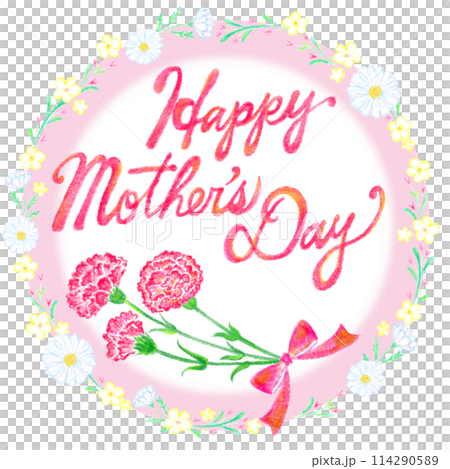 Mother's Day_Happy Mothers Day_Pink circle_Flower frame 114290589
